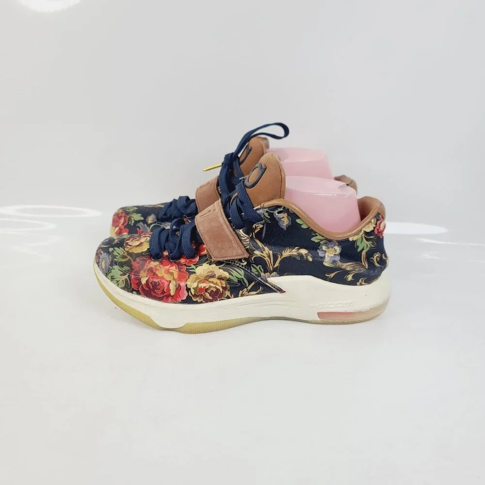 Nike‎ Men's Navy Tan KD 7 EXT QS Floral Loop Low Top Athletic Sneaker Size 8